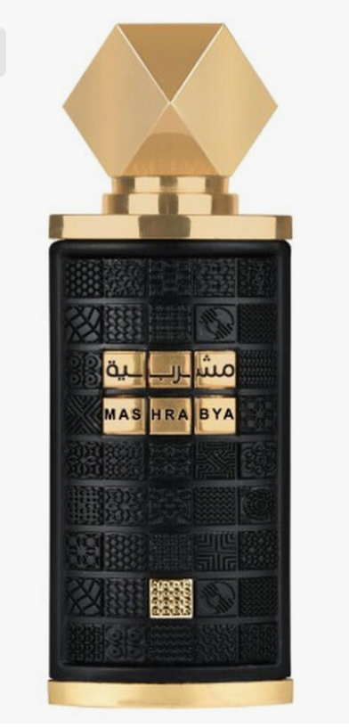 Lattafa Mashrabya Unisex Eau de Parfum spray bottle 3.4oz 100ml on white background