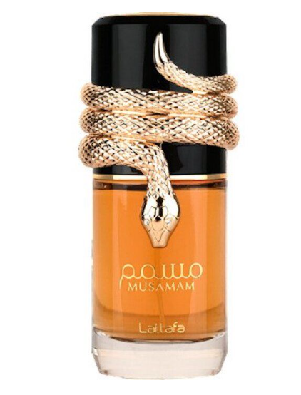 Lattafa Musamam Unisex Eau de Parfum spray bottle 3.4oz 100ml on white background