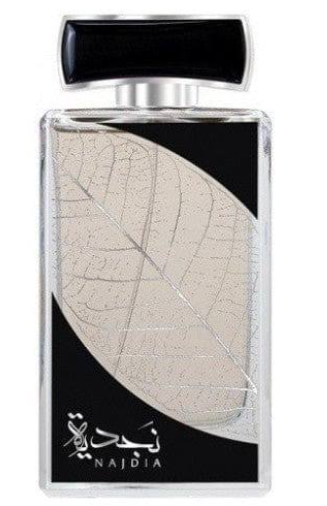 Lattafa Najdia Unisex Eau de Parfum spray bottle 3.4oz 100ml on white background