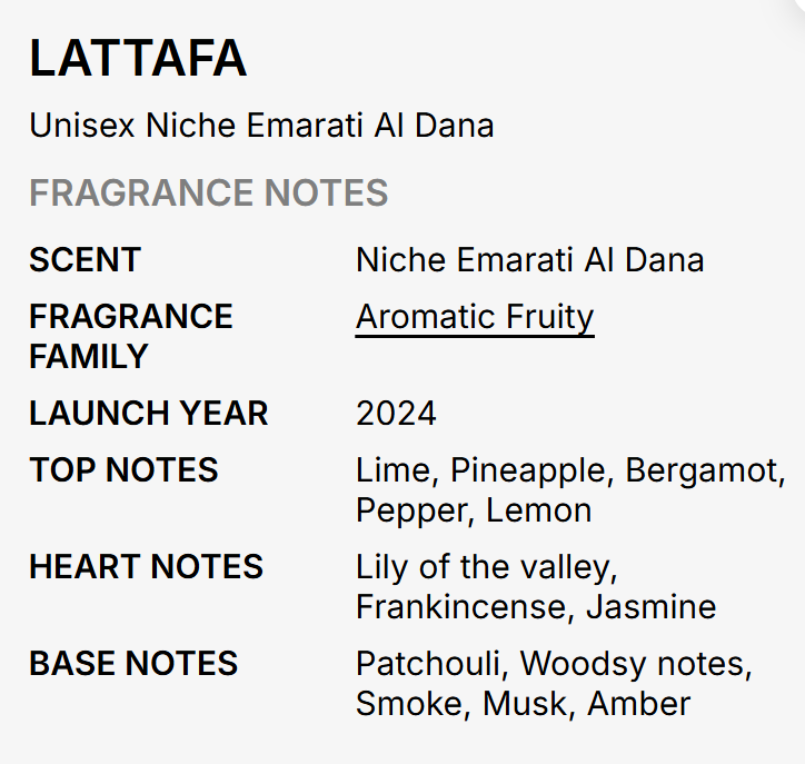 Lattafa Niche Emarati Al Dana Unisex EDP 100ml precious pearl-inspired floral oriental woody fragrance with delicate florals rose white florals pearlescent amber gentle oud white musk and sandalwood