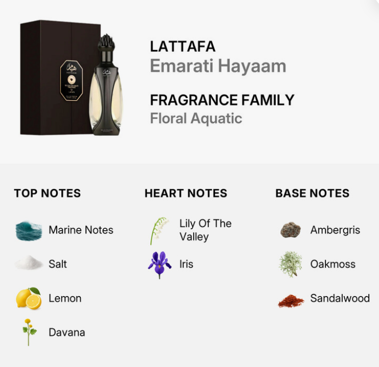 Lattafa Niche Emarati Hayaam Unisex EDP 100ml passionate devoted floral oriental oud fragrance with deep rose precious oud devoted amber warm incense dark musk and sandalwood