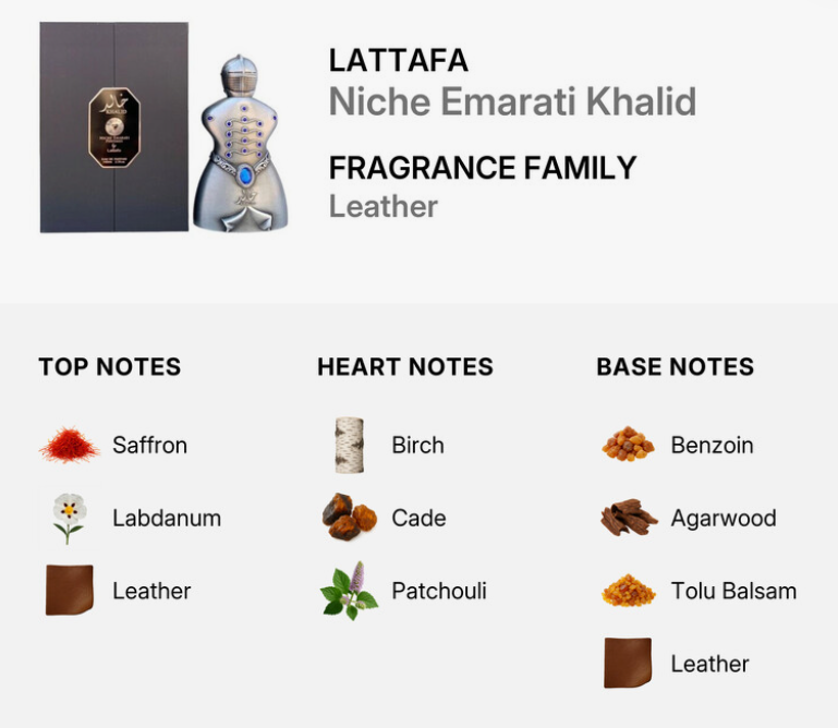 Lattafa Niche Emarati Khalid Unisex EDP 80ml noble eternal oriental oud resinous fragrance with precious spice deep oud amber rose precious woods incense dark musk and sandalwood