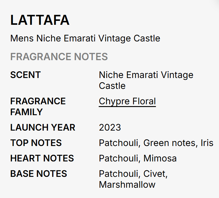 Lattafa Niche Emarati Vintage Castle Men EDP 100ml noble fortress-strong oriental woody leather fragrance with aromatic spice deep oud precious amber woody strength leather incense dark musk and sandalwood