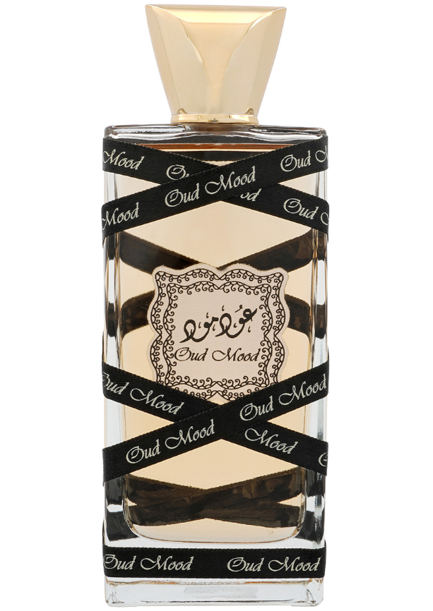 Lattafa Oud Mood Unisex Eau de Parfum spray bottle 3.4oz 100ml on white background