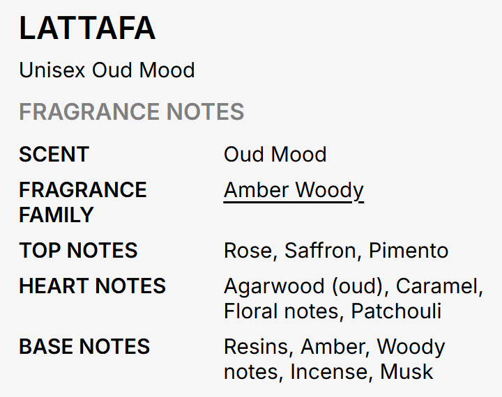 Lattafa Oud Mood Unisex EDP 100ml warm atmospheric oriental oud woody fragrance with deep oud precious amber warm sweetness rose incense dark musk and sandalwood