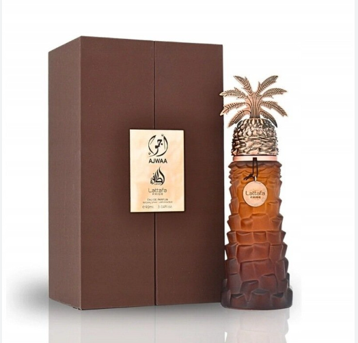 Lattafa Pride Ajwad Unisex Eau de Parfum box and bottle 3.0oz 90ml on black background