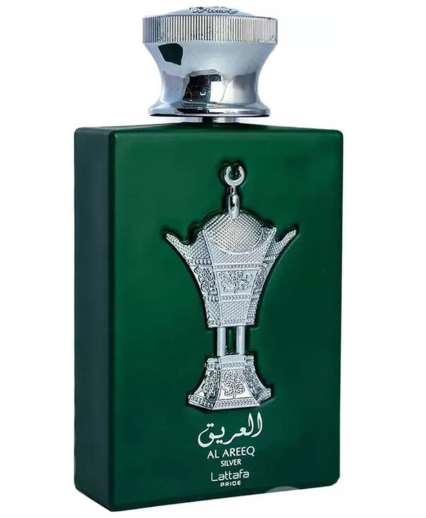 Lattafa Pride Al Areeq Silver Men Eau de Parfum spray bottle 3.4oz 100ml on white background