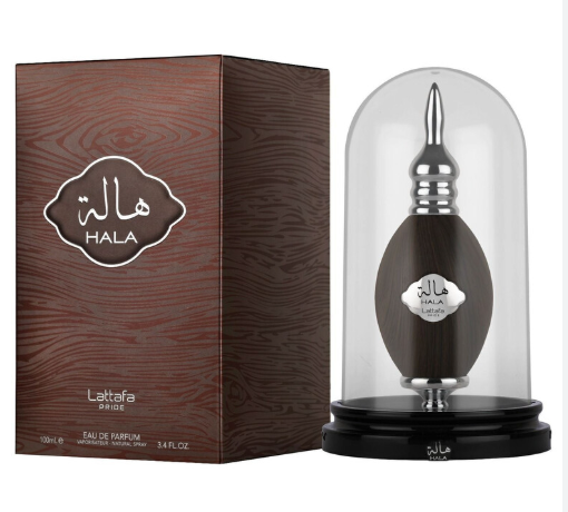 Lattafa Pride Hala Unisex Eau de Parfum box and bottle 3.4oz 100ml on white background