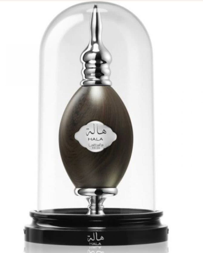 Lattafa Pride Hala Unisex Eau de Parfum spray bottle 3.4oz 100ml on white backgroundLattafa Pride Hala Unisex Eau de Parfum spray bottle 3.4oz 100ml on white background