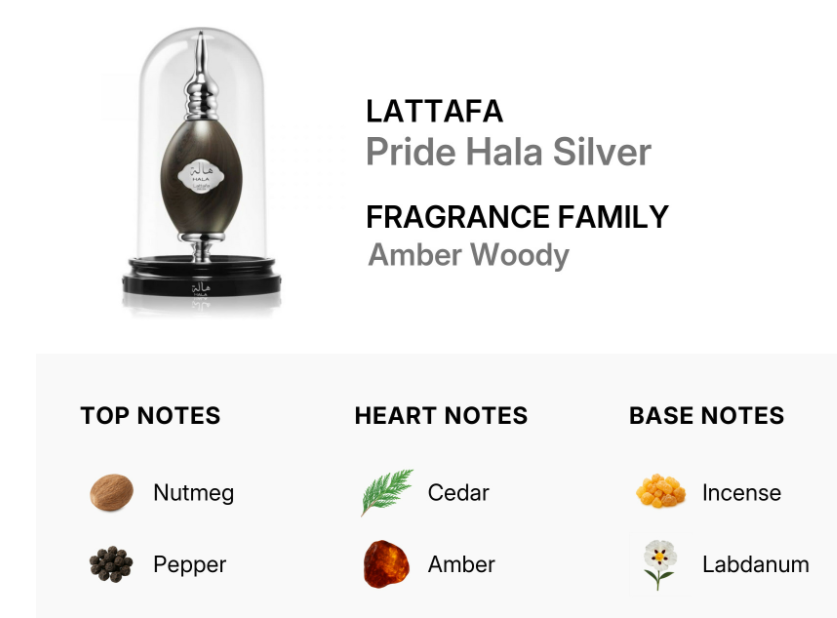 Lattafa Pride Hala Unisex EDP 100ml warm welcoming floral oriental fragrance with sweet florals rose jasmine welcoming amber gentle oud white musk and sandalwood