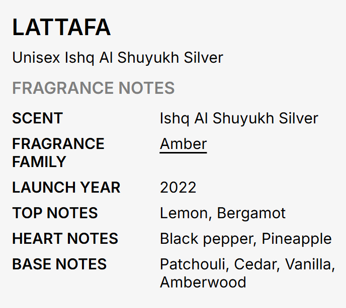 Lattafa Pride Ishq Al Shuyukh Silver I Deodorant Spray 200ml fresh cool silver-inspired Arabian scent with clean aromatic notes smooth woods gentle musk and white sandalwood