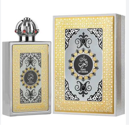 Lattafa Pride King of Arabia Men Eau de Parfum box and bottle 3.4oz 100ml on white background