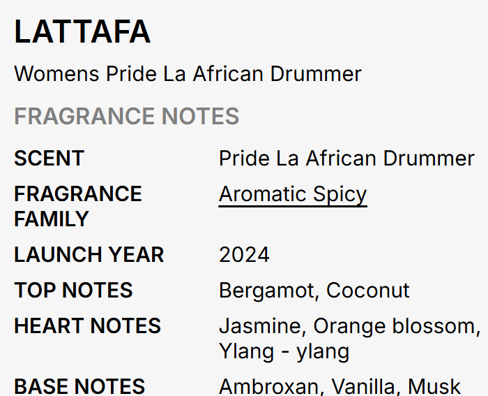 Lattafa Pride La African Drummer Women EDP 100ml bold rhythmic floral oriental fragrance with bright citrus rose jasmine bold amber warm earthy musk and sandalwood