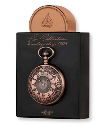 Lattafa Pride La Collection D'Antiquities Watch Unisex Eau de Parfum spray bottle 3.4oz 100ml on white background