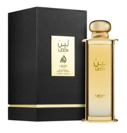 Lattafa Pride Leen Unisex Eau de Parfum box and bottle 3.4oz 100ml on white background