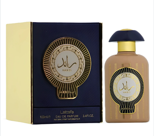 Lattafa Ra'ed Absolu Unisex Eau de Parfum box and bottle 3.4oz 100ml on dark background