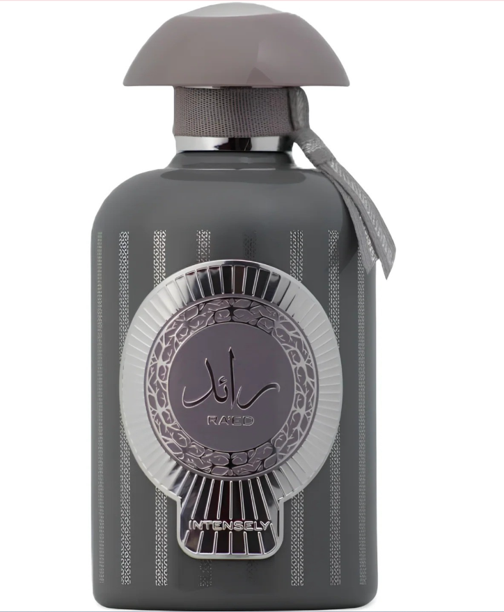 Lattafa Ra'ed Intensely Unisex Eau de Parfum spray bottle 3.4oz 100ml on white background