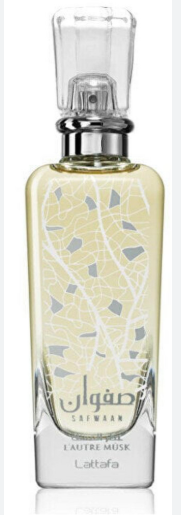 Lattafa Safwaan L'Autre Musk Unisex Eau de Parfum spray bottle 3.4oz 100ml on white background