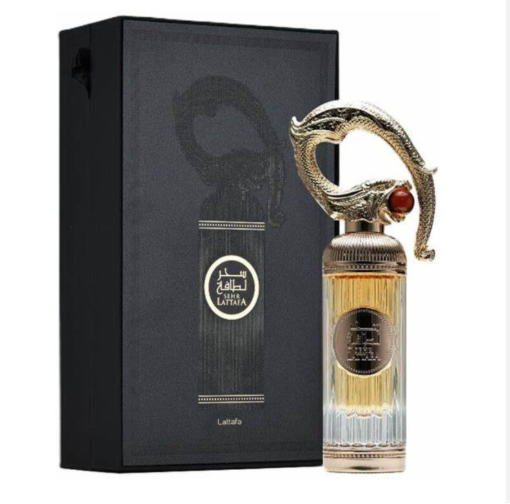 Lattafa Sehr Unisex Eau de Parfum box and bottle 3.4oz 100ml on white background