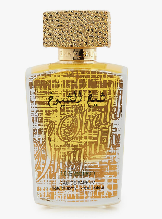 Lattafa Sheikh Al Shuyukh Luxe Edition Men Eau de Parfum spray bottle 3.4oz 100ml on white background