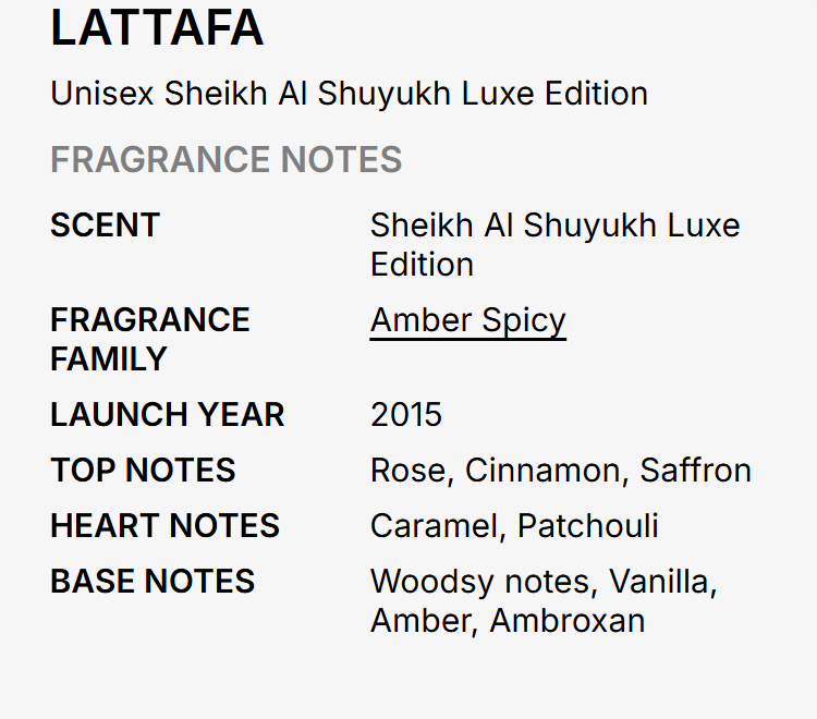 Lattafa Sheikh Al Shuyukh Luxe Edition Men EDP 100ml regal luxurious oriental oud floral spicy fragrance with precious saffron deep oud rose regal amber luxurious incense dark musk and sandalwood
