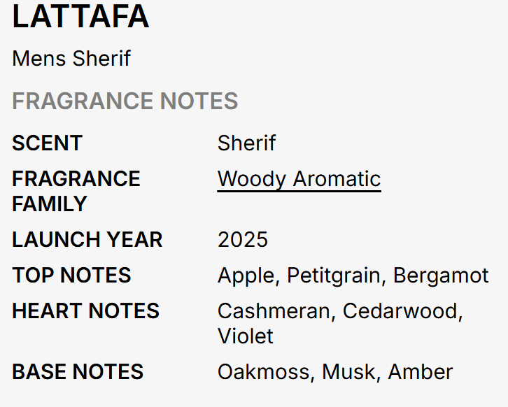 Lattafa Sherif Men EDP 100ml noble honourable oriental oud floral spicy fragrance with precious saffron deep oud rose noble amber distinguished incense dark musk and sandalwood