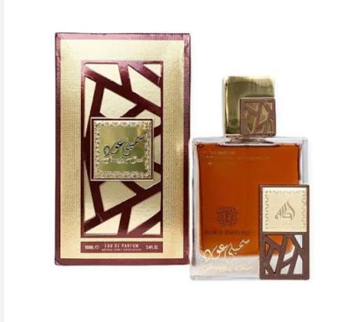 Lattafa Simply Oud Men Eau de Parfum box and bottle 3.4oz 100ml on white background
