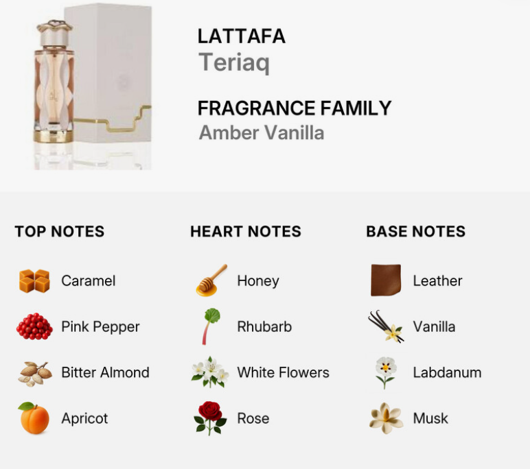 Lattafa Teriaq Women EDP 100ml captivating oriental floral feminine fragrance with rich florals warm amber sweet musk and precious woods