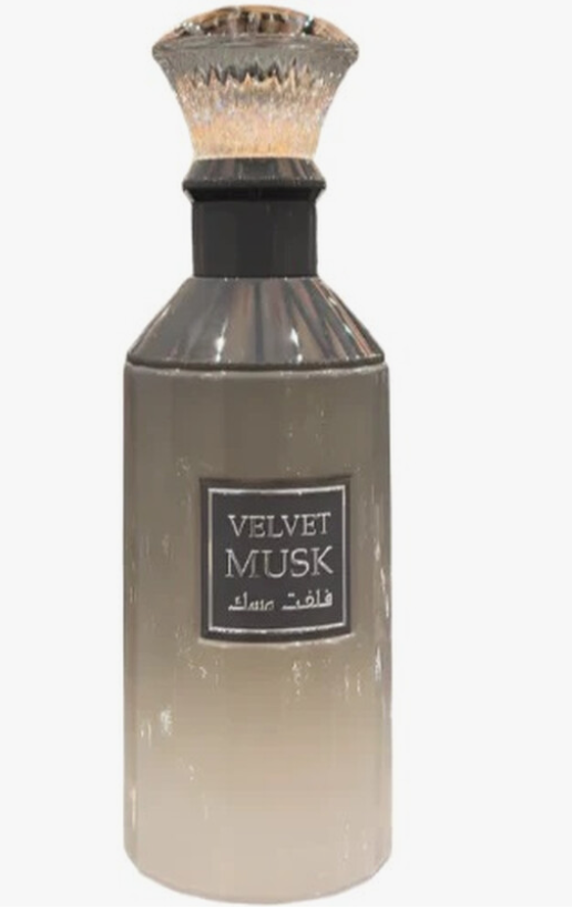 Lattafa Velvet Musk Unisex Eau de Parfum spray bottle 3.4oz 100ml on white background