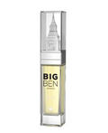 A rectangular glass perfume bottle labeled 'BIG BEN LONDON' with pale yellow liquid inside and a silver cap featuring an engraved Big Ben design, shown on a plain white background.