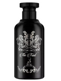 A black bottle of Alhambra 'The Trail' fragrance with ornate silver crest and script detailing, shown against a plain white background.