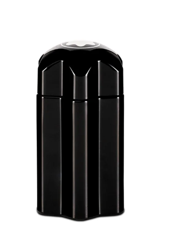 A glossy black cylindrical container with a ribbed vertical design and a white Batman logo on the lid, isolated on a white background.