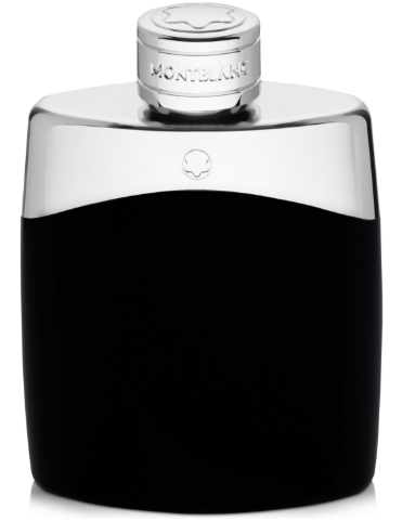 Montblanc black bottle with a polished silver cap and silver upper band, shown on a white background.