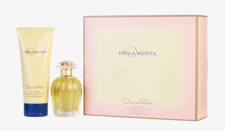 Oscar de la Renta So de la Renta Perfume for Women 2 PC Gift Set with packaging box on white background UPC 85715592569