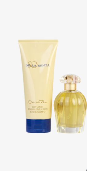 Oscar de la Renta So de la Renta Perfume for Women 2 PC Gift Set including 3.4 oz EDT Spray and 4.2 oz Fragrance Mist on white background UPC 85715592569