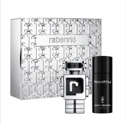 Paco Rabanne Phantom Perfume for Men 2 PC Gift Set with packaging box on white background UPC 3349668623457
