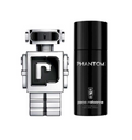 Paco Rabanne Phantom Perfume for Men 2 PC Gift Set including 3.4 oz EDT Spray and 5.1 oz Deodorant Spray on white background UPC 3349668623457