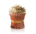 A decorative Titanic copper and gold memorial urn with a ribbed copper body, a gold band, and an ornate gold lid, shown on a white background with a reflection.