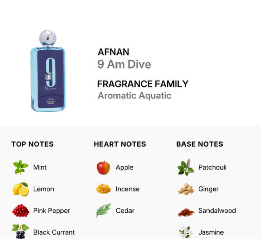 AFNAN 9AM Dive Unisex Perfume 3.4oz / 100ml Eau de Parfum ( EDP )